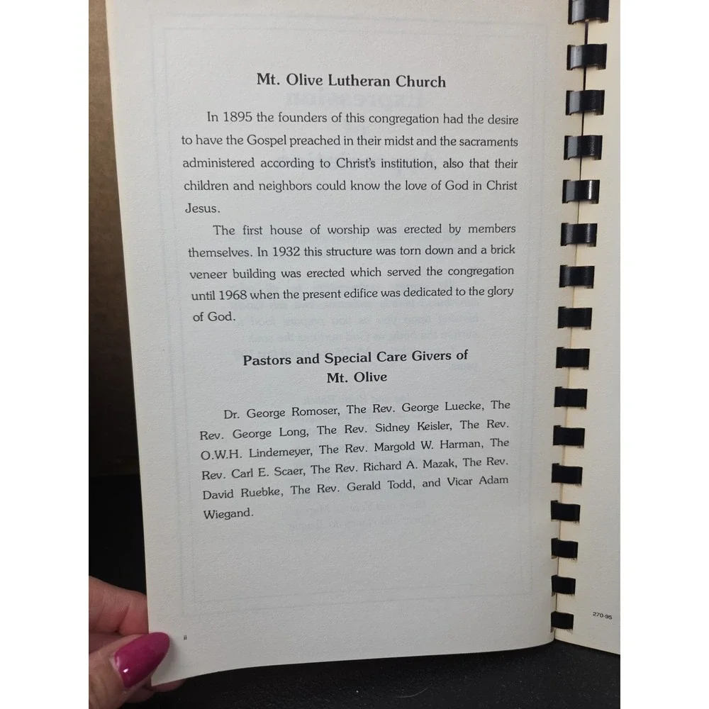 Mt. Olive Lutheran Church Newton NC Cookbook 1995 North Carolina